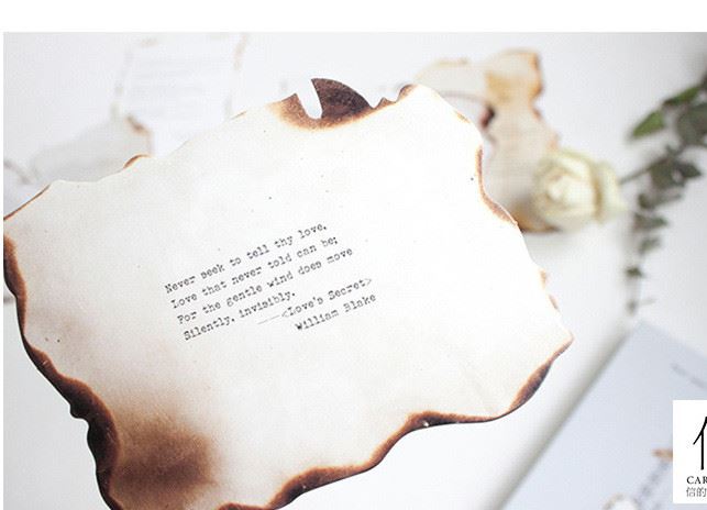 信的戀人 明信片《我的詩(shī)里有你的名字》創(chuàng)意火燒做舊異形卡片示例圖5