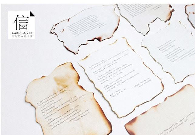 信的戀人 明信片《我的詩(shī)里有你的名字》創(chuàng)意火燒做舊異形卡片示例圖6