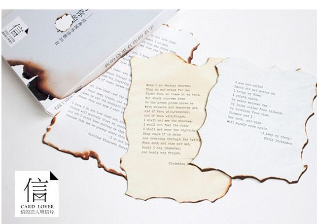 信的戀人 明信片《我的詩(shī)里有你的名字》創(chuàng)意火燒做舊異形卡片示例圖7