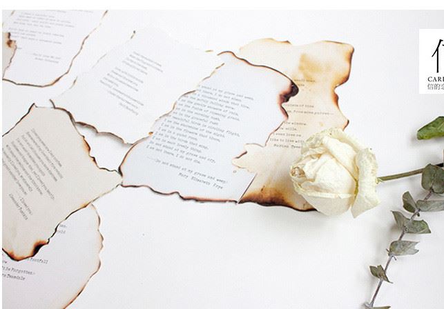 信的戀人 明信片《我的詩(shī)里有你的名字》創(chuàng)意火燒做舊異形卡片示例圖8
