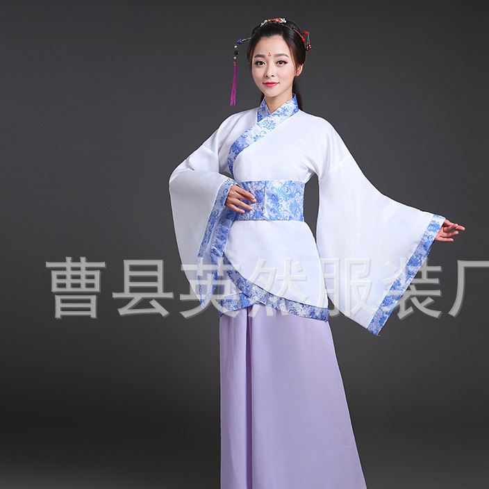 古代貴妃唐裝漢服古裝服裝仙女古箏演出服舞蹈漢服女改良示例圖6