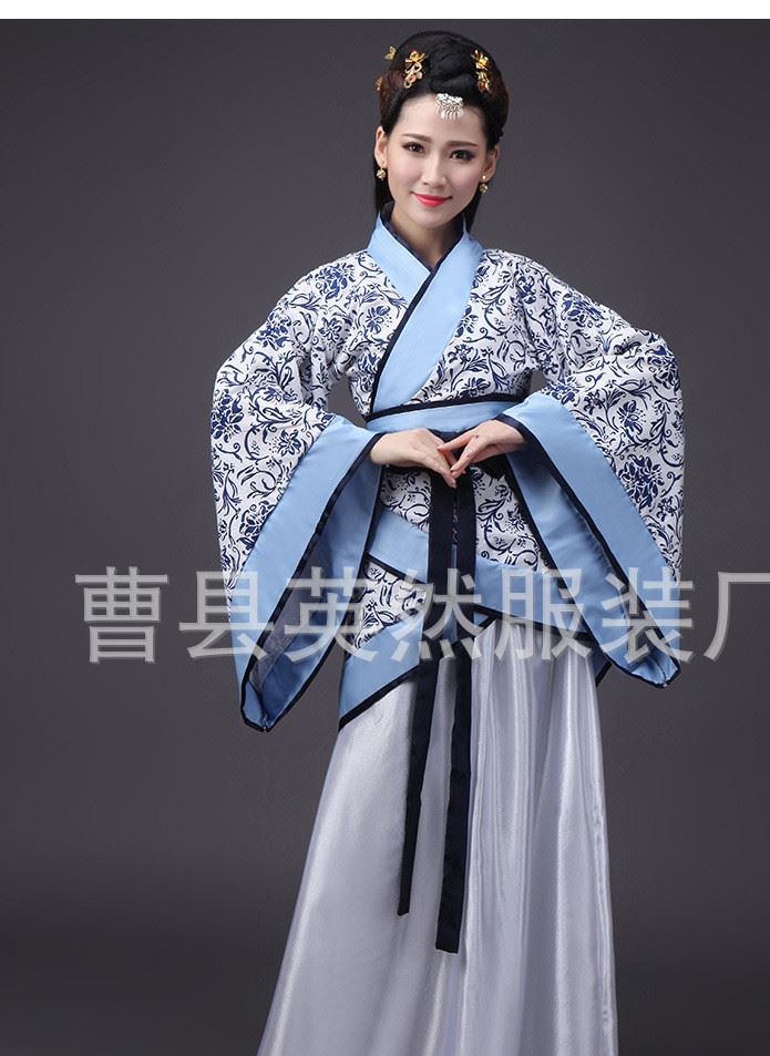 古代貴妃唐裝漢服古裝服裝仙女古箏演出服舞蹈漢服女改良示例圖7