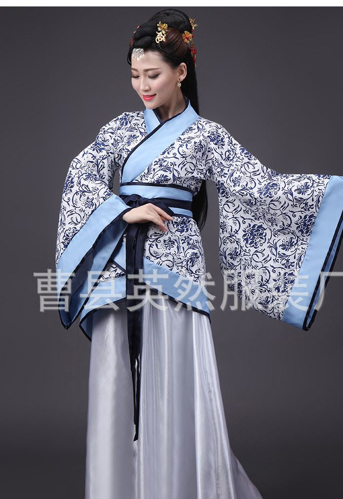 古代貴妃唐裝漢服古裝服裝仙女古箏演出服舞蹈漢服女改良示例圖8