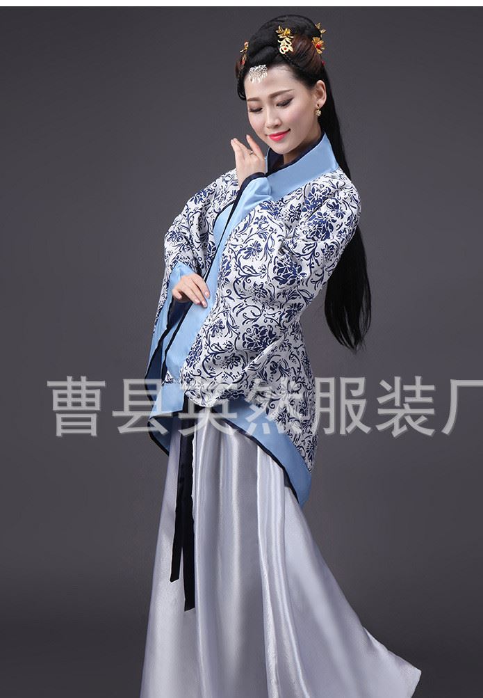 古代貴妃唐裝漢服古裝服裝仙女古箏演出服舞蹈漢服女改良示例圖9