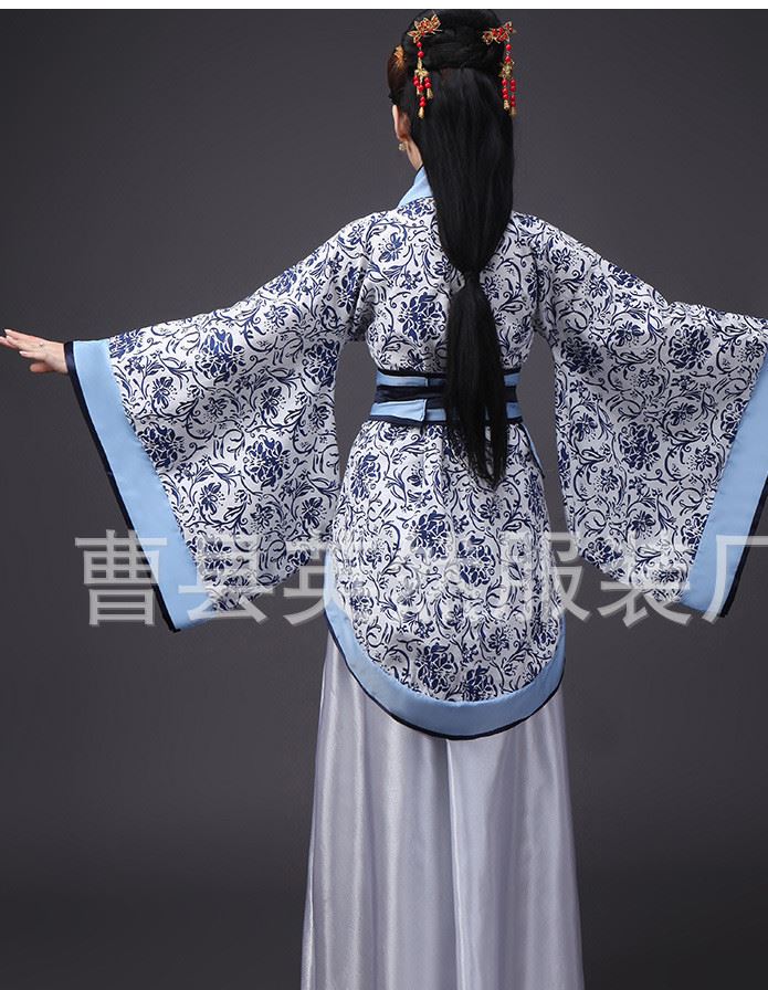 古代貴妃唐裝漢服古裝服裝仙女古箏演出服舞蹈漢服女改良示例圖10