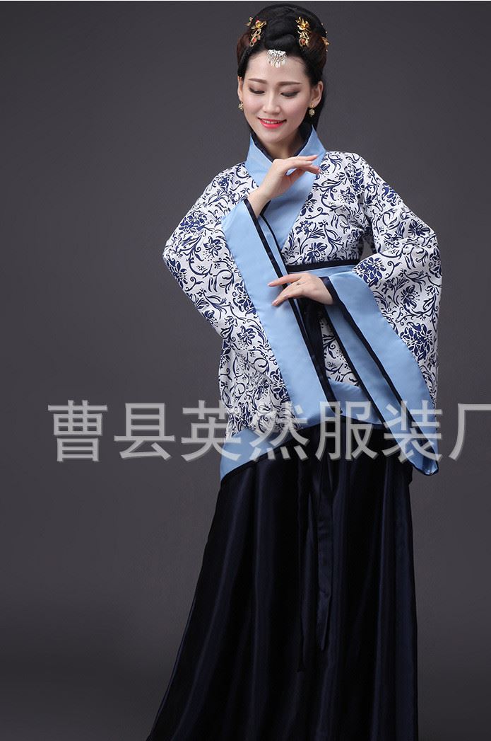 古代貴妃唐裝漢服古裝服裝仙女古箏演出服舞蹈漢服女改良示例圖11