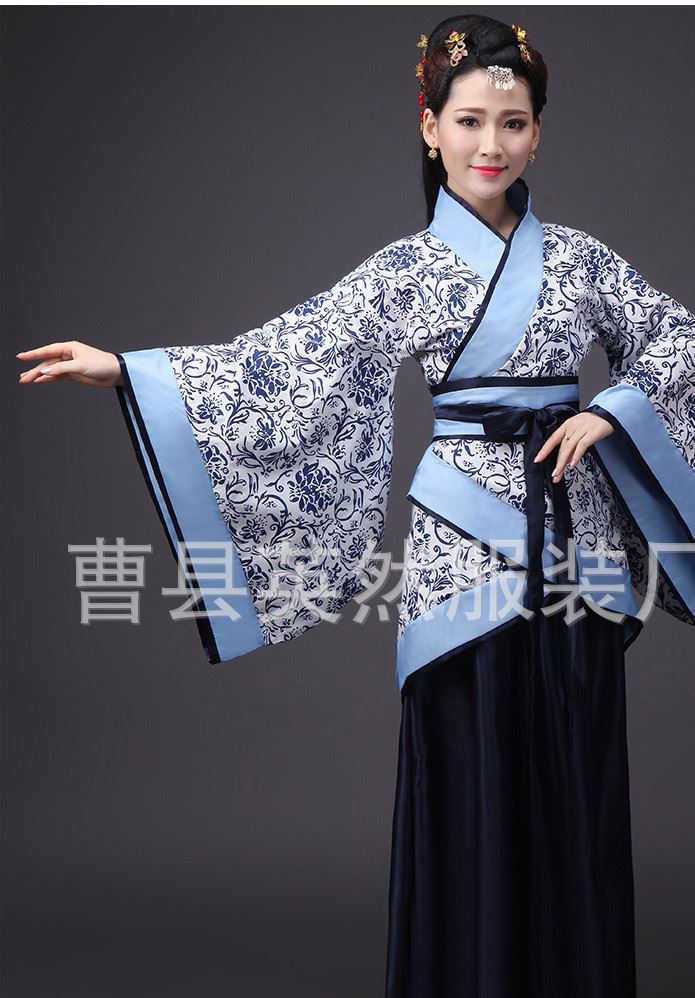 古代貴妃唐裝漢服古裝服裝仙女古箏演出服舞蹈漢服女改良示例圖12