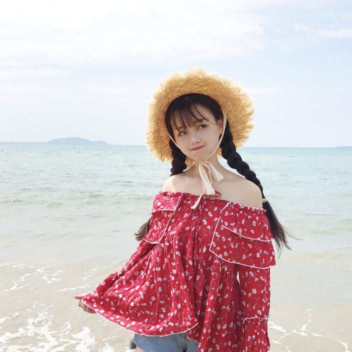 實(shí)拍 2017夏季新款女裝 甜美可愛少女風(fēng)荷葉邊系帶棉布上衣女示例圖5
