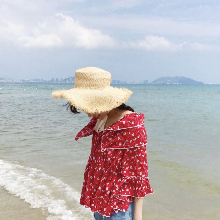 實(shí)拍 2017夏季新款女裝 甜美可愛少女風(fēng)荷葉邊系帶棉布上衣女示例圖10