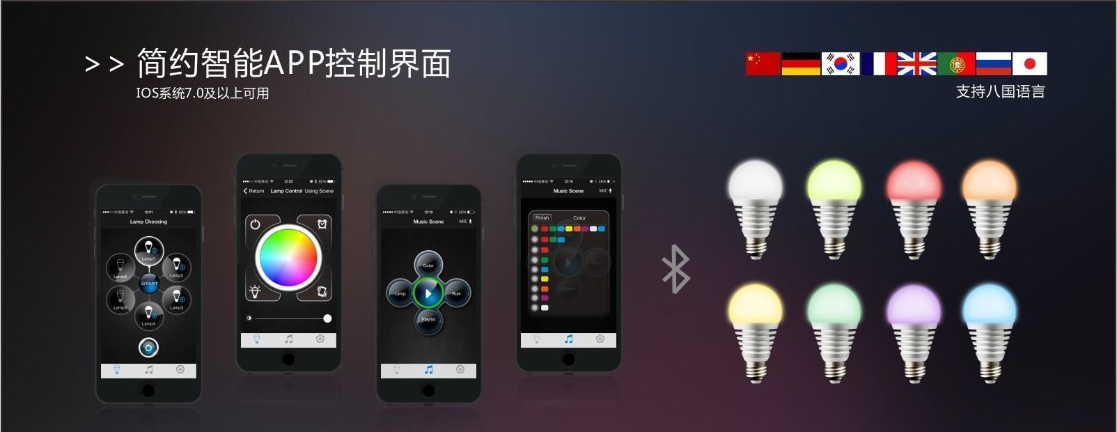 【爆款】大功率藍牙智能燈泡/LED智能燈/智能LED燈示例圖3