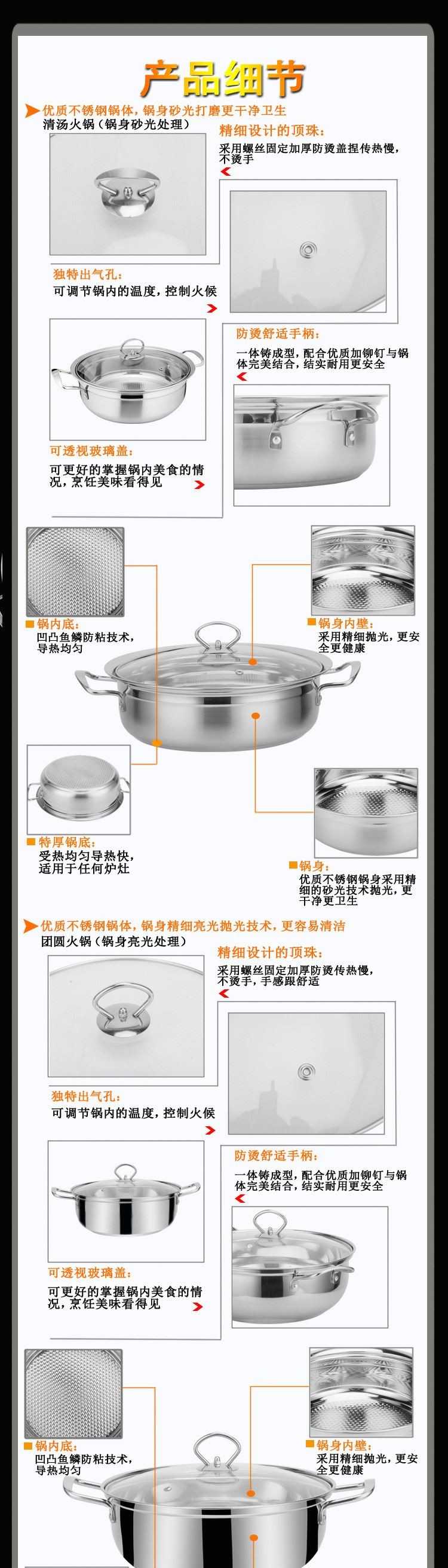 多功能不銹鋼火鍋特厚物理不粘底鍋團(tuán)圓火鍋多用火鍋電磁爐通用示例圖9