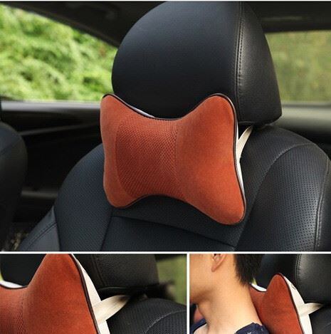 廠家直銷批發新款汽車頭枕 秋冬季毛絨骨頭枕 植絨蜂窩通用頭靠示例圖12