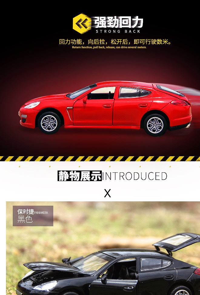 寶馬MINI迷你合金汽車模型保時(shí)捷回力金屬車仿真兒童玩具車示例圖4