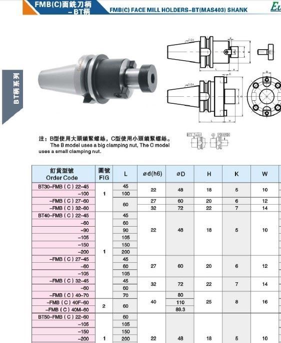 代理台湾艾菲茉EVERMORE刀具FMA面铣刀柄BT40-FMB32-60示例图1