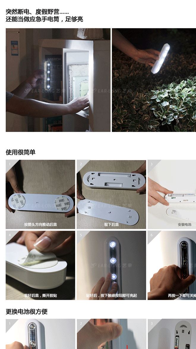 亞馬遜速賣通ebay爆款熱銷人體觸摸感應燈LED小夜燈櫥柜衣櫥燈示例圖15