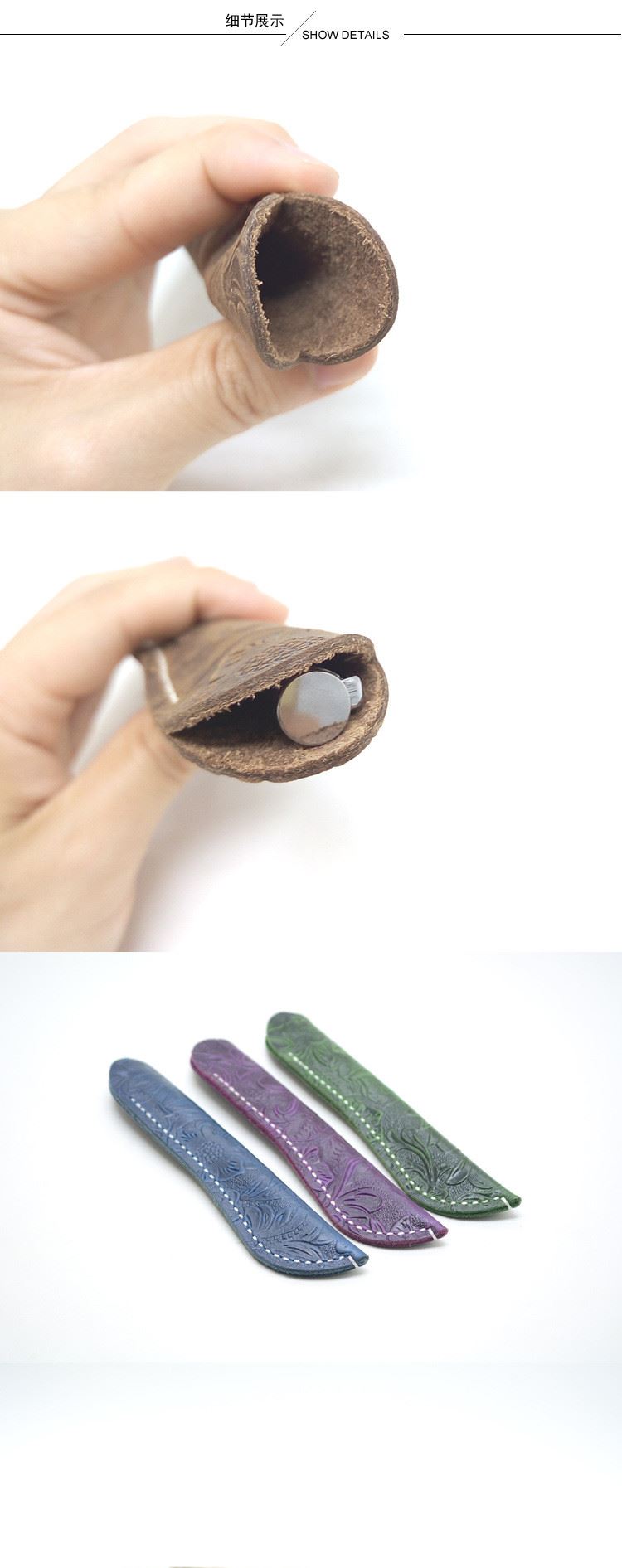 創(chuàng)意款真皮簡約商務復古筆袋 頭層牛皮長方形學生鋼筆保護套定制示例圖3