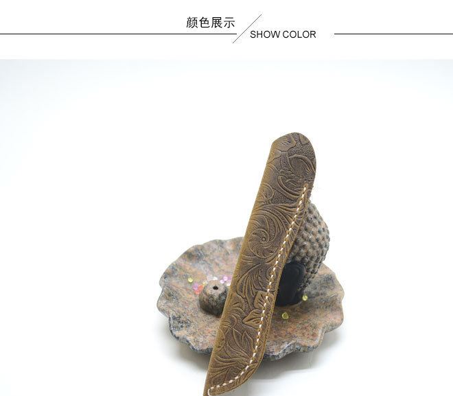 創(chuàng)意款真皮簡約商務復古筆袋 頭層牛皮長方形學生鋼筆保護套定制示例圖4