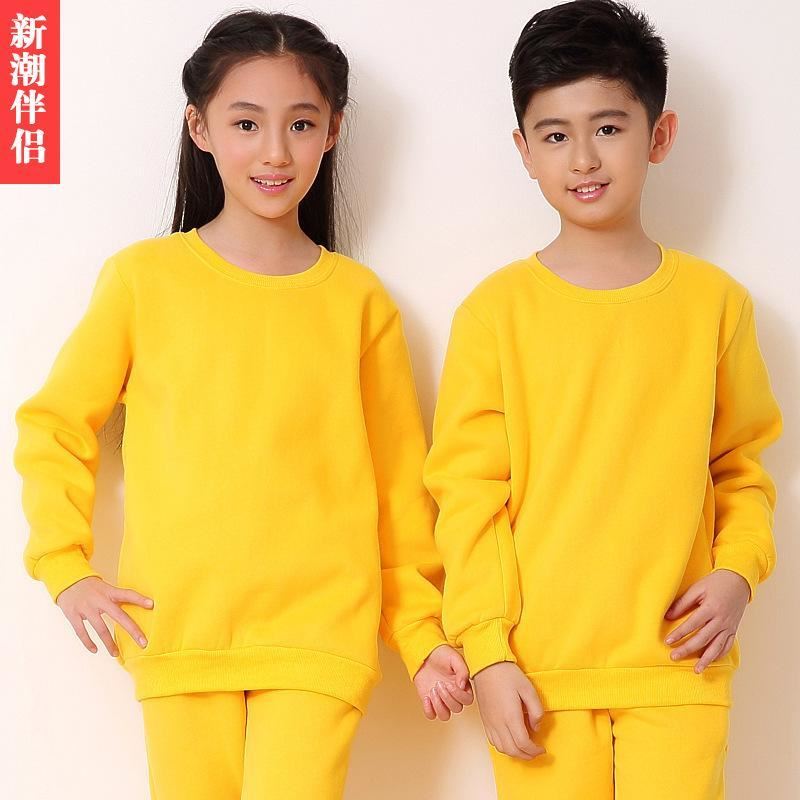 春裝新品加厚童裝DIY定制圓領(lǐng)衛(wèi)衣定制班服幼兒園園服運動裝批發(fā)示例圖2