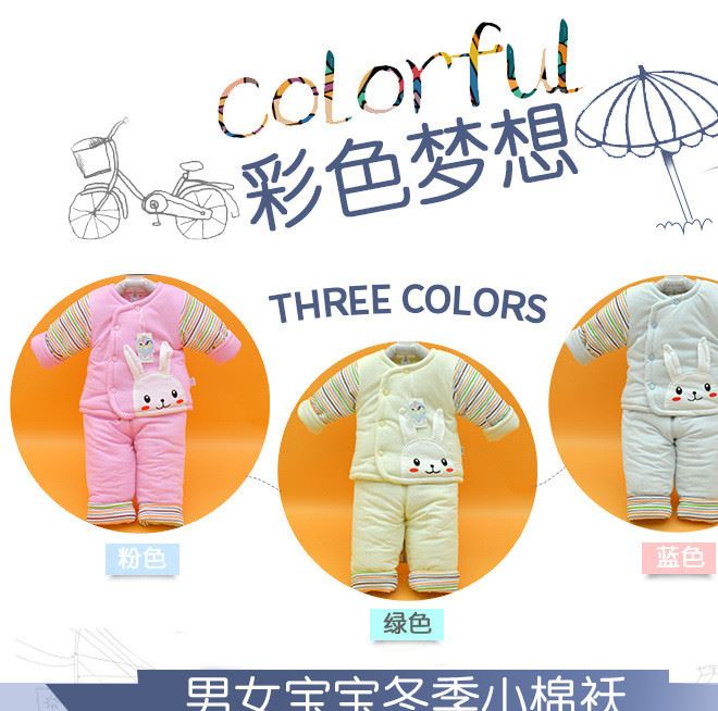 2018年新款秋冬嬰幼兒童裝棉衣 棉加厚保暖棉服套裝 廠家批發(fā)示例圖4