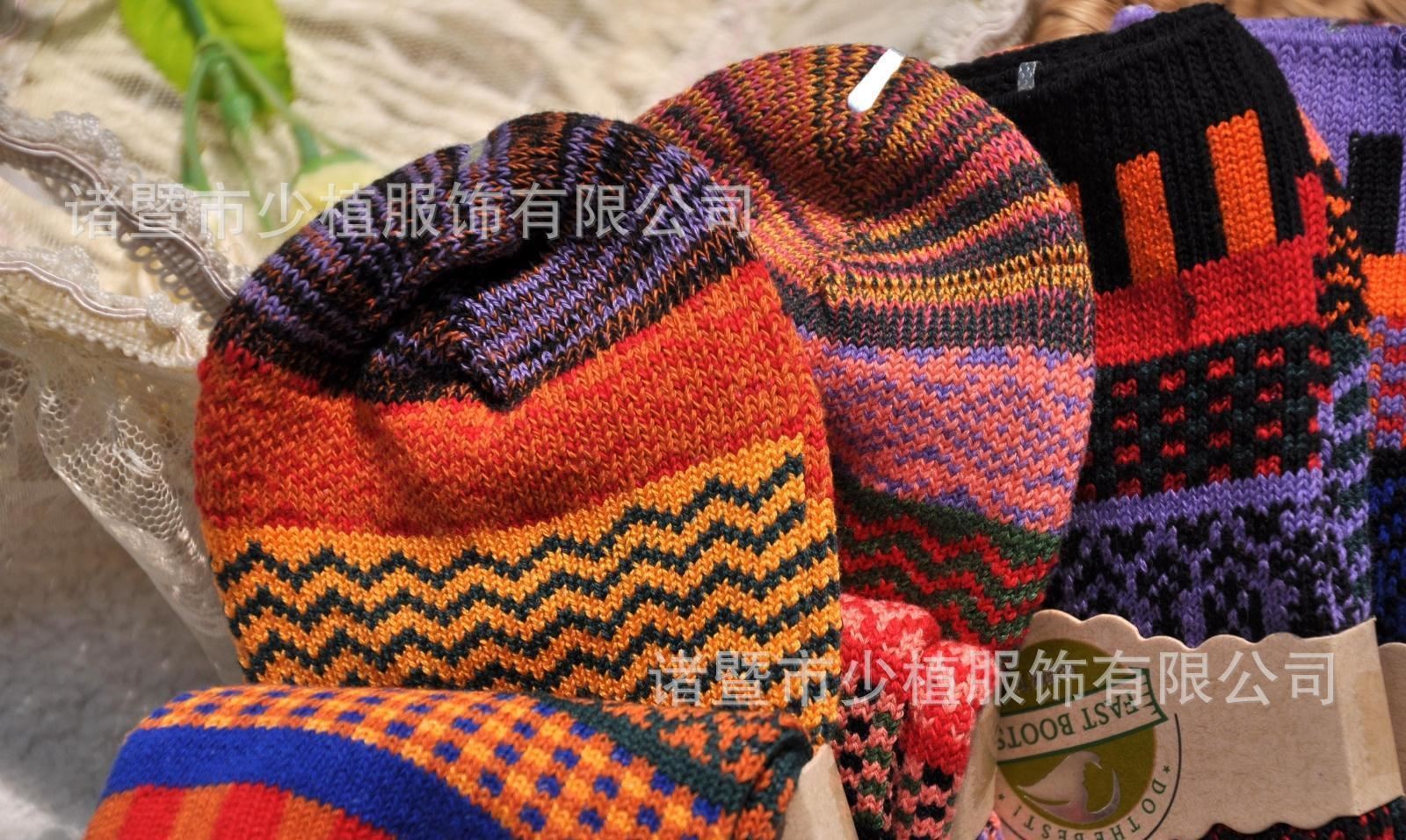 廠家批發(fā) 2014冬季新品 復(fù)古民族風(fēng) 女士全棉粗線手工對目襪子示例圖7