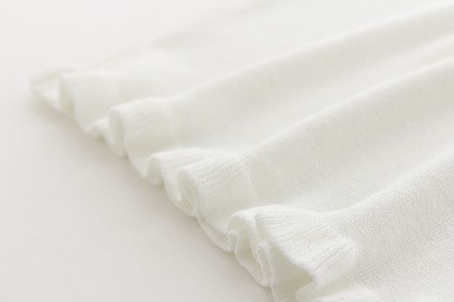 七分袖打底衫韓版一字領(lǐng)針織衫女露肩t恤網(wǎng)紗拼接荷葉邊上衣夏示例圖10