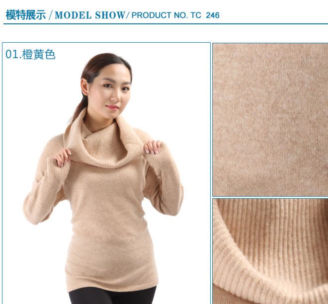 秋冬新款時(shí)尚品牌女羊絨衫色女毛衣高領(lǐng)女士羊毛衫TC246示例圖7