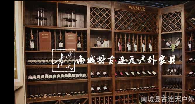 欧式复古防腐木酒店酒柜 酒庄吧台客厅酒柜 多层杉木碳化木酒柜示例图31