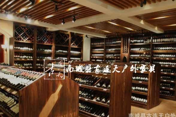 欧式复古防腐木酒店酒柜 酒庄吧台客厅酒柜 多层杉木碳化木酒柜示例图32