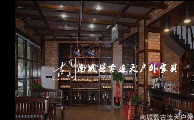 欧式复古防腐木酒店酒柜 酒庄吧台客厅酒柜 多层杉木碳化木酒柜示例图33