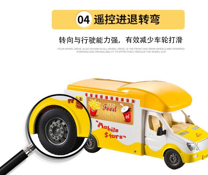 雙鷹E668-001遙控快餐車自助售貨車兒童電動(dòng)遙控玩具車男女孩禮物示例圖7