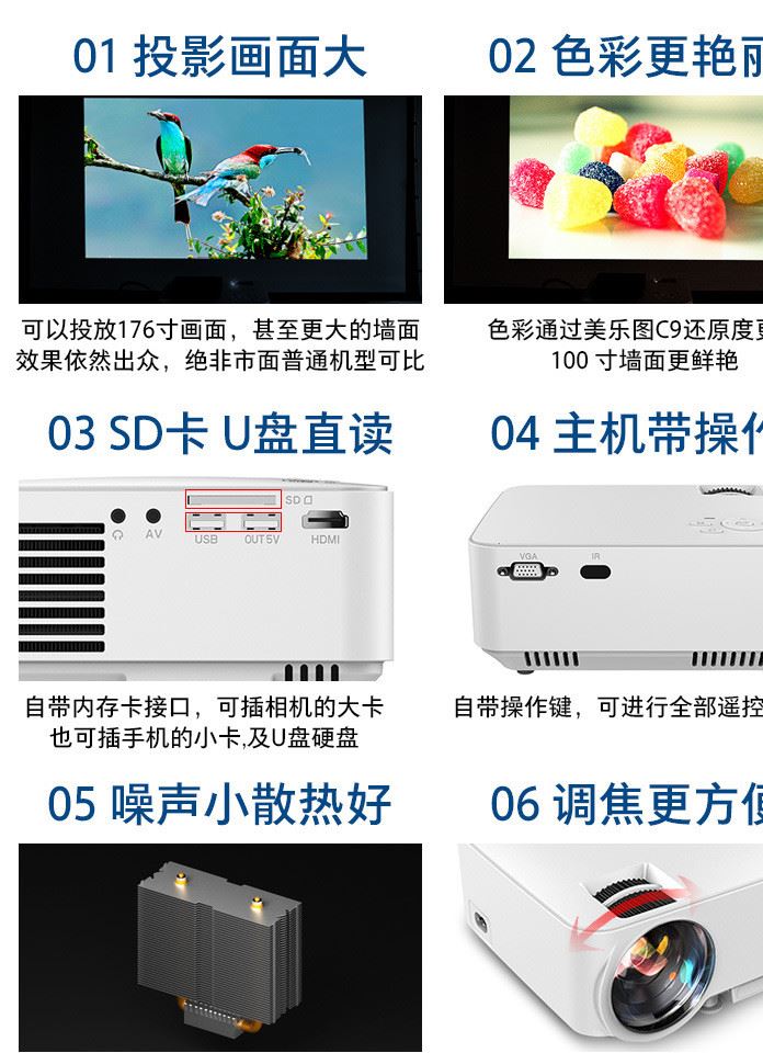 美樂圖C9工廠直銷投影機 智能高清1080P微型投影掌上便攜兒童投影示例圖8