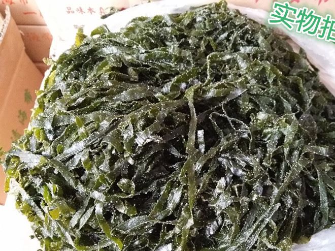 山東榮成特產(chǎn)鹽漬海帶絲脫水海帶 新鮮半干貨水產(chǎn)脫水海帶整箱5斤示例圖3