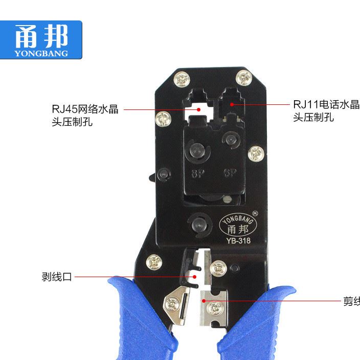 甬邦網(wǎng)鉗 RJ11雙用網(wǎng)鉗 YB-318 網(wǎng)絡(luò)壓線鉗 RJ45網(wǎng)線鉗 2用網(wǎng)鉗示例圖2