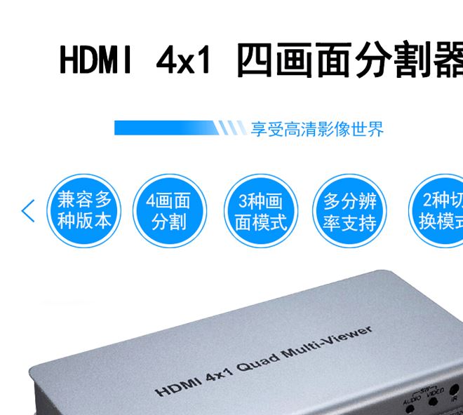 厂家直销 HDMI高清画面分割器4进1出4路无缝切换器处理器音视频同示例图1