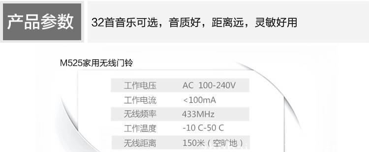 牧銳 別墅家用無線門鈴一拖一 交流遠(yuǎn)距離電子門鈴老人呼叫器示例圖25