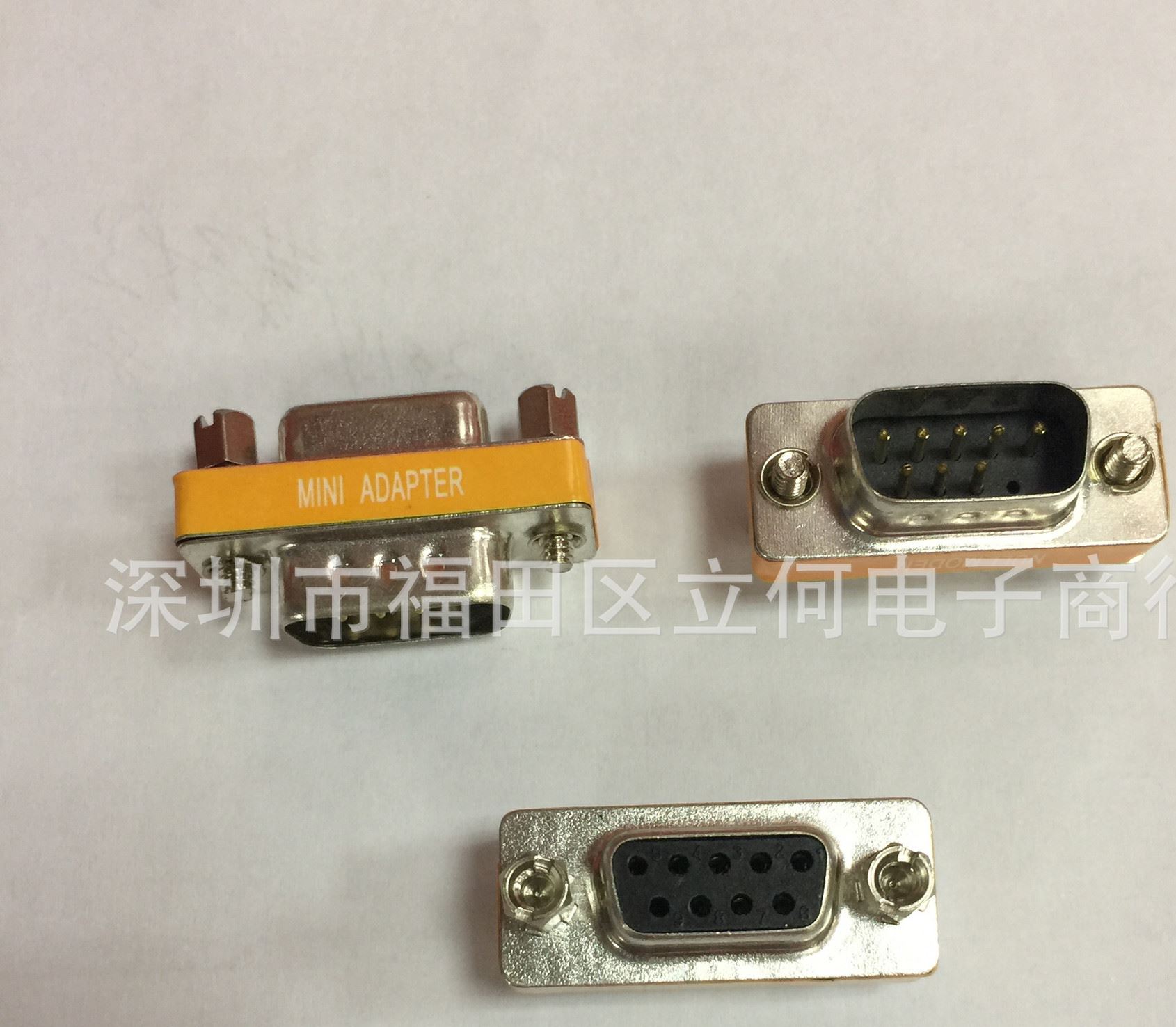 D-SUB高品質(zhì)轉(zhuǎn)接頭，9針對孔 9M/F 2/3交叉接點(diǎn) 橘黃色商標(biāo)示例圖2