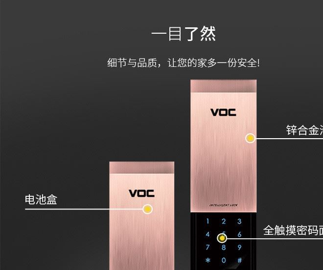 瑞典VOC指紋鎖家用防盜門鎖智能鎖密碼鎖電子門鎖示例圖5