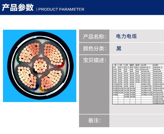 大元電力電纜  低壓yjv電纜 yjlv鋁芯電纜50平方電線電纜廠家直銷示例圖2