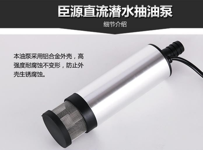 臣源便捷式12V24V直流潜水泵车载抽油泵电动输油小油泵示例图5