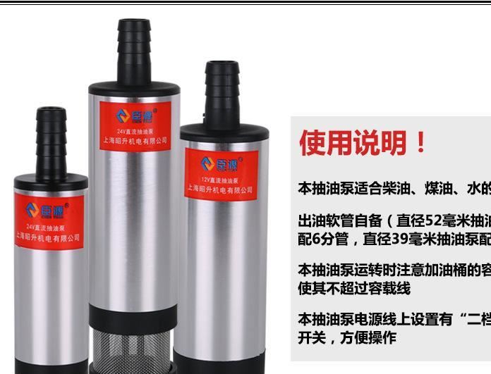 臣源便捷式12V24V直流潜水泵车载抽油泵电动输油小油泵示例图10