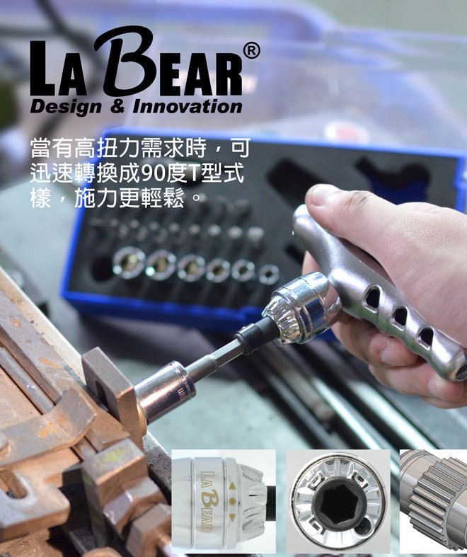 LaBear 批頭 旋具頭 棘輪扳手組合 LB-02801 鱷魚式多用棘輪起子示例圖4