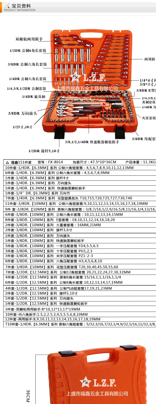 151件套套筒組套工具示例圖3