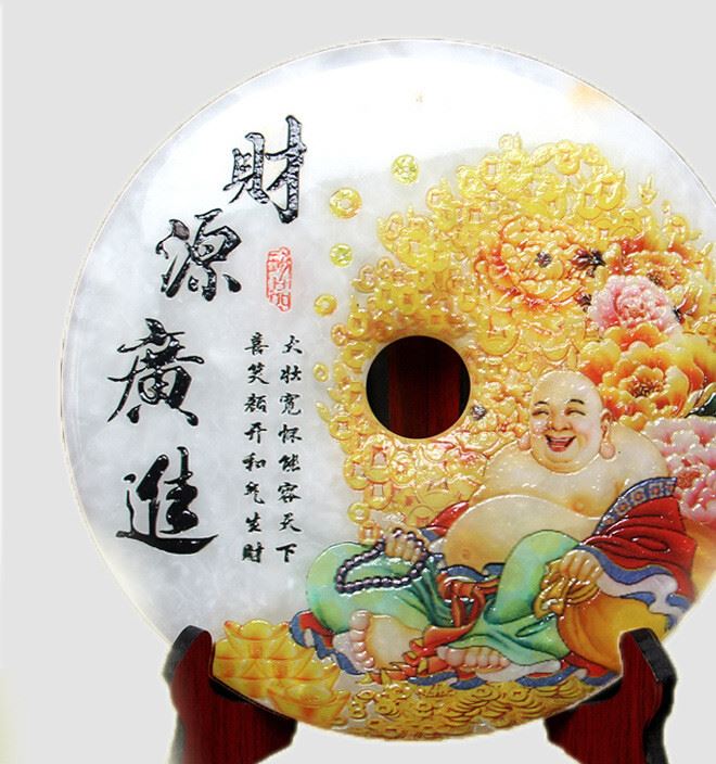 玉石玉璧精雕圖平安扣客廳裝飾擺件創意酒柜禮品直銷批示例圖2