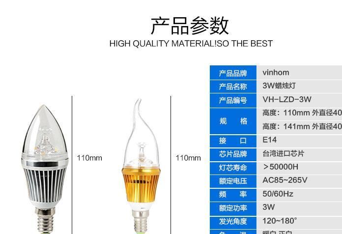 5Wled蠟燭燈家用e14螺口節(jié)能燈滿天星led尖泡燈拉尾蠟燭燈示例圖2