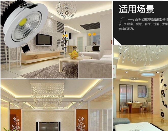 廠家直銷LED3W天花燈5W 7WCOB射燈 高光烤白拉絲銀 刀片散熱器示例圖6