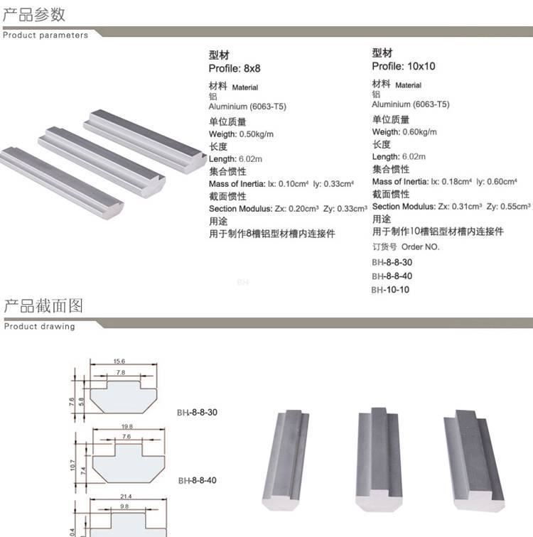 槽條 流水線鋁型材10槽 槽條連接件 一字連接件 流水線鋁材配件示例圖10