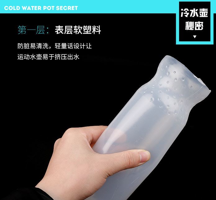 KINGSIR噴霧騎行自行車運動水壺PE雙層塑料水杯保冷功能水杯示例圖5