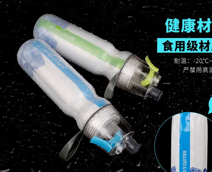KINGSIR噴霧騎行自行車運動水壺PE雙層塑料水杯保冷功能水杯示例圖16