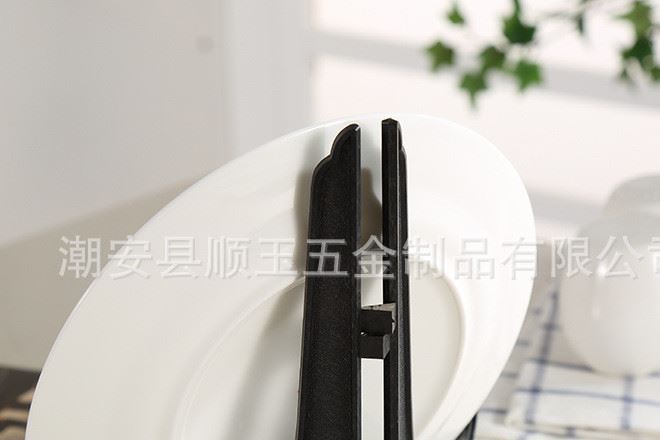 順玉五金黑色塑料盤架茶餅展示架相框支架鐘表三腳架示例圖4