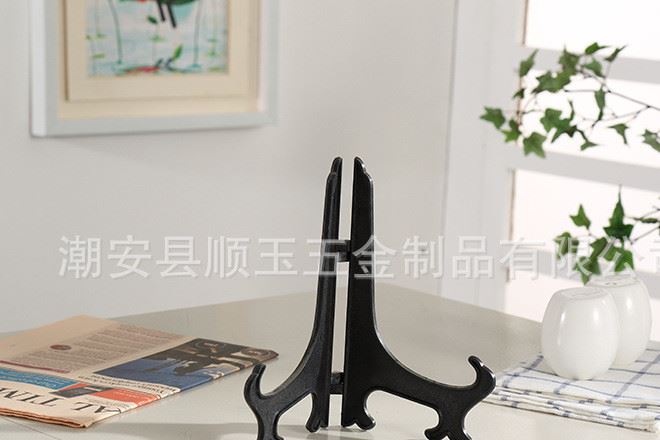 順玉五金黑色塑料盤架茶餅展示架相框支架鐘表三腳架示例圖6